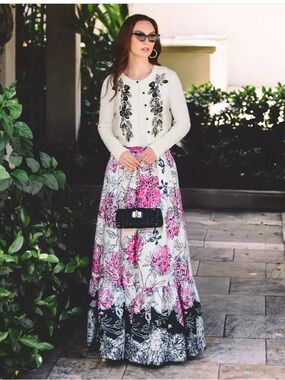 Lilly Pulitzer NWT INAYA High Rise Maxi Skirt Coconut All Dahled Up floral 00